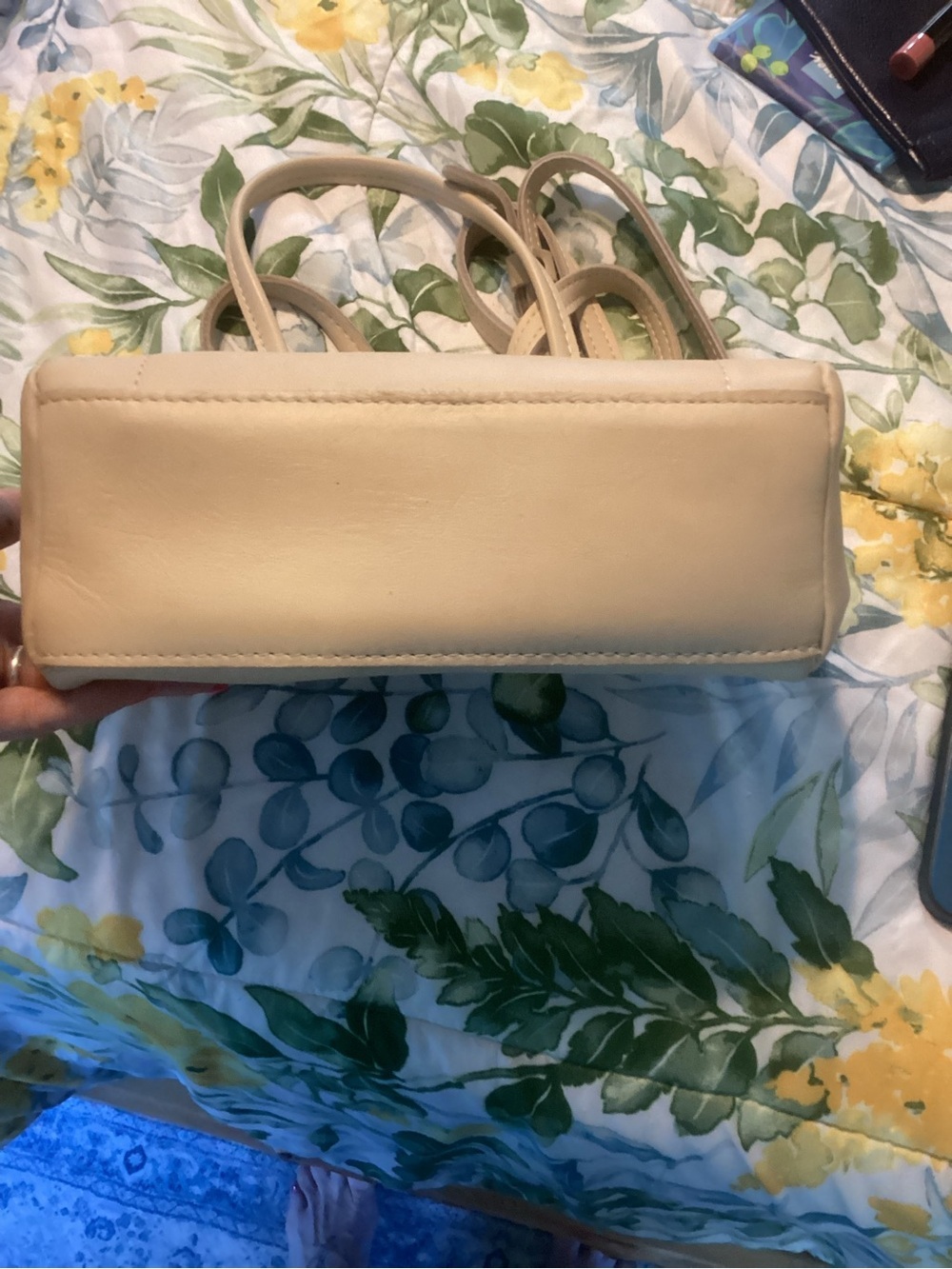 Portland Leather Cream Mini Bowler Satchel Crossbody Bag - Picture 5 of 9